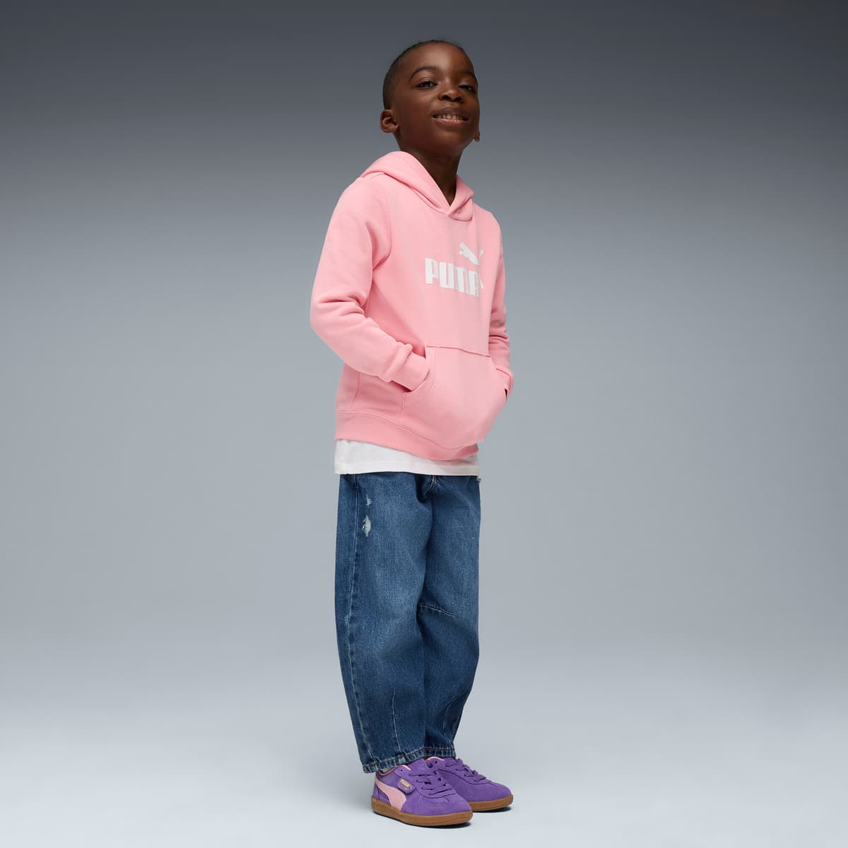 PUMA ESS No. 1-logo fleece hoodie voor Heren, Roze, Maat 5-6Y thumbnail 4