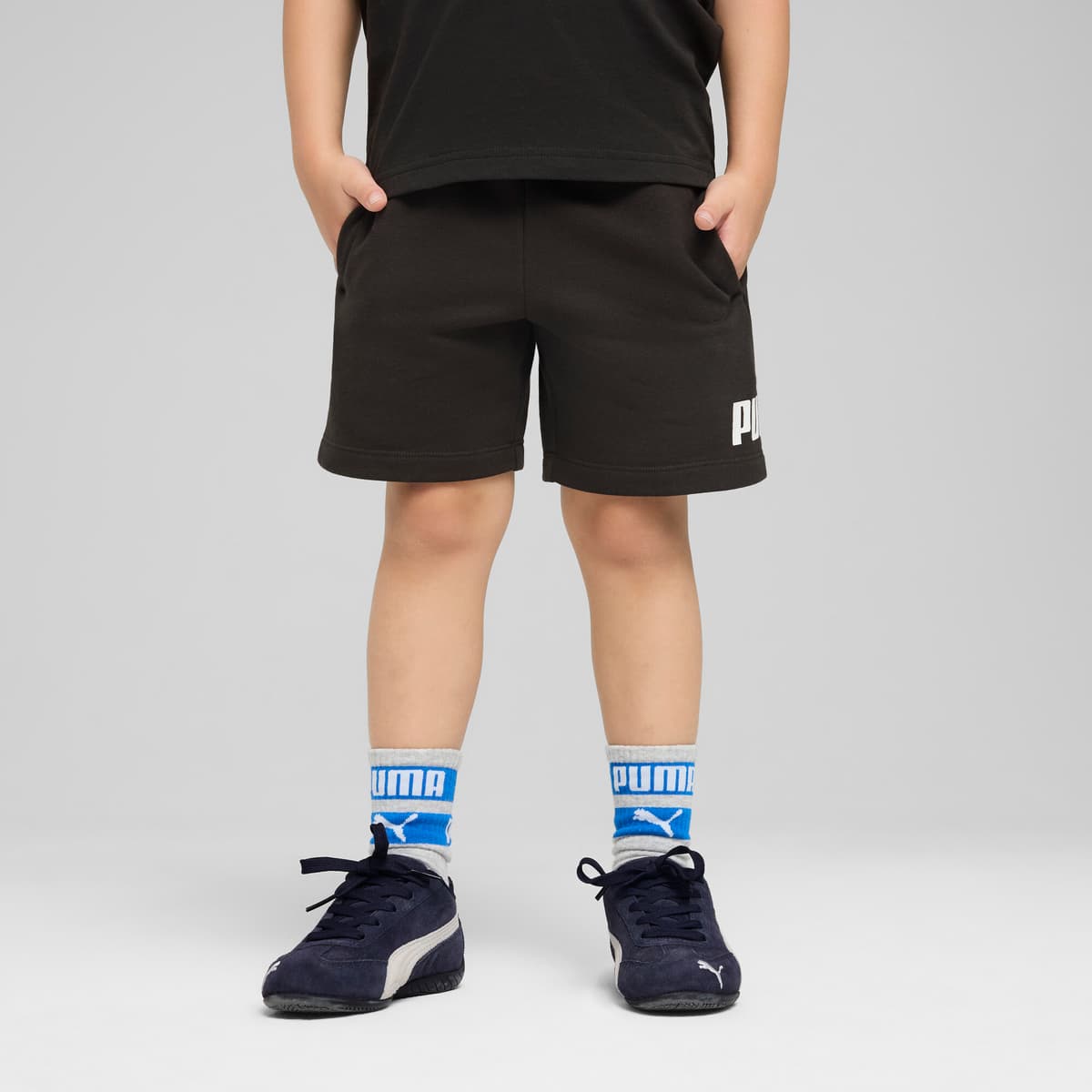 PUMA ESS No. 1-logo short voor Heren, Zwart, Maat 5-6Y