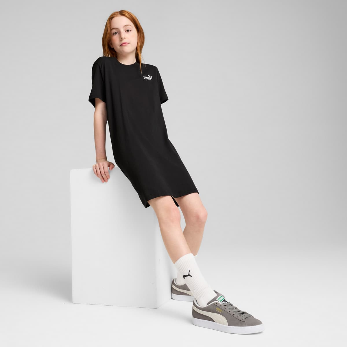 PUMA Essentials No. 1-logo jurk met korte mouwen voor Dames, Zwart, Maat 13-14Y thumbnail 2
