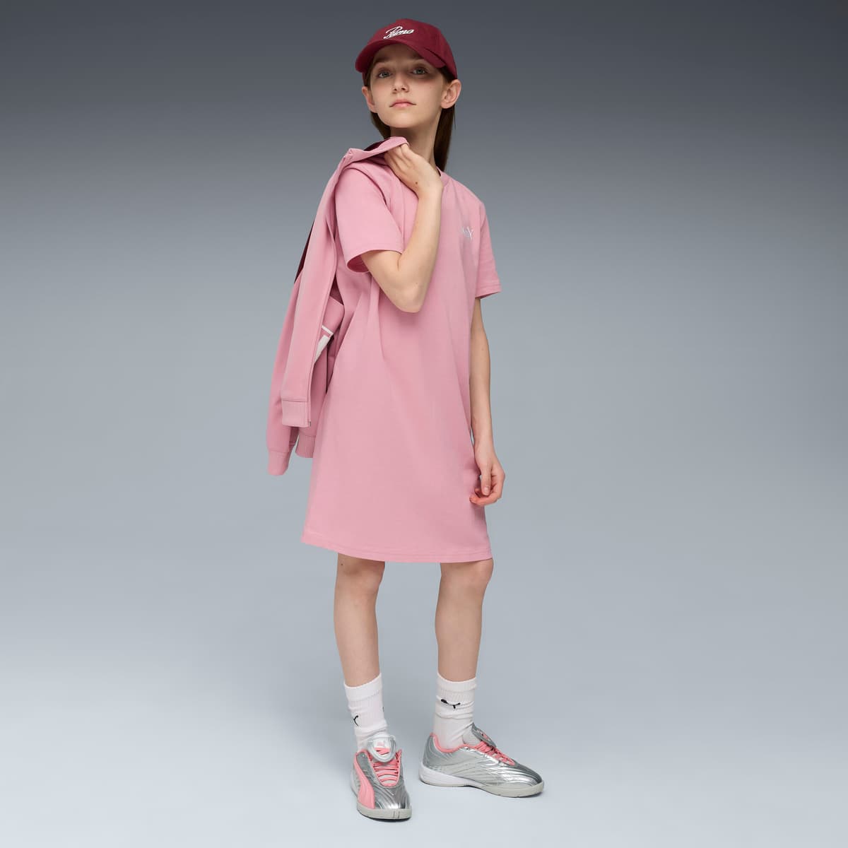 PUMA Essentials No. 1-logo jurk met korte mouwen voor Dames, Roze, Maat 13-14Y thumbnail 2