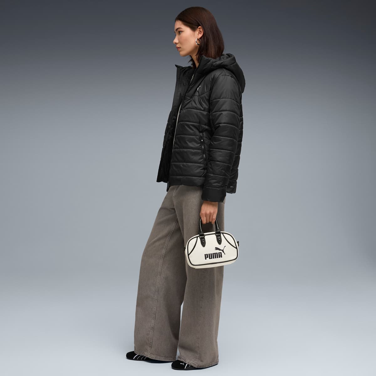 PUMA Essentials gewatteerd jack met capuchon voor Dames, Zwart, Maat M thumbnail 4