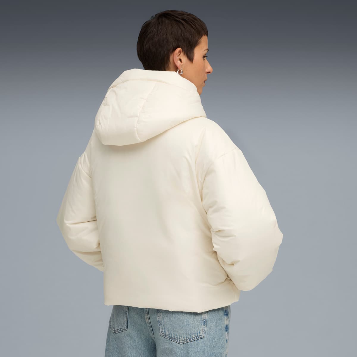 PUMA Wardrobe Essentials glanzende gewatteerde jas met capuchon voor Dames, Maat S thumbnail 5