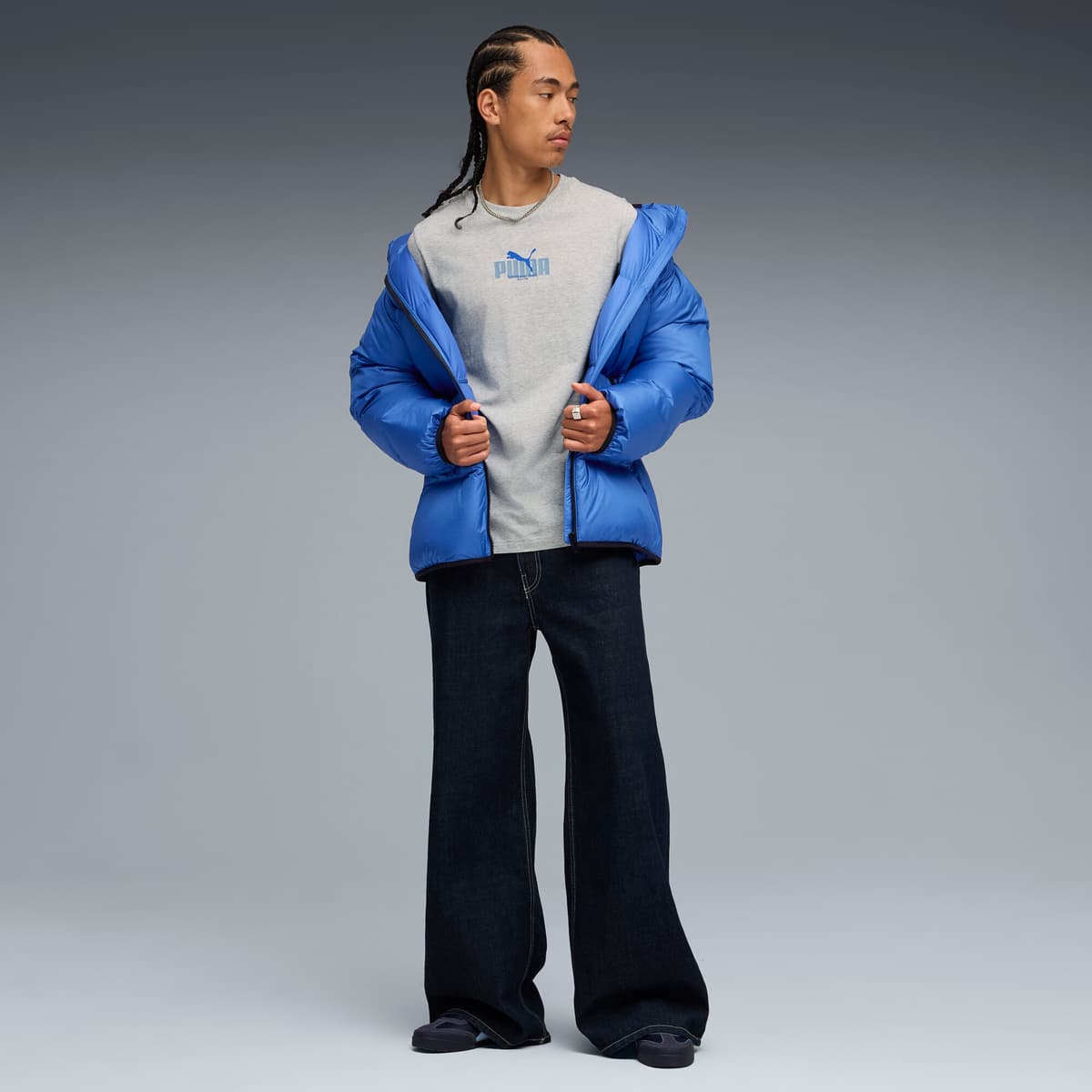 Graphic T-shirt met PUMA-tekst voor Heren, Grijs, Maat XL thumbnail 4