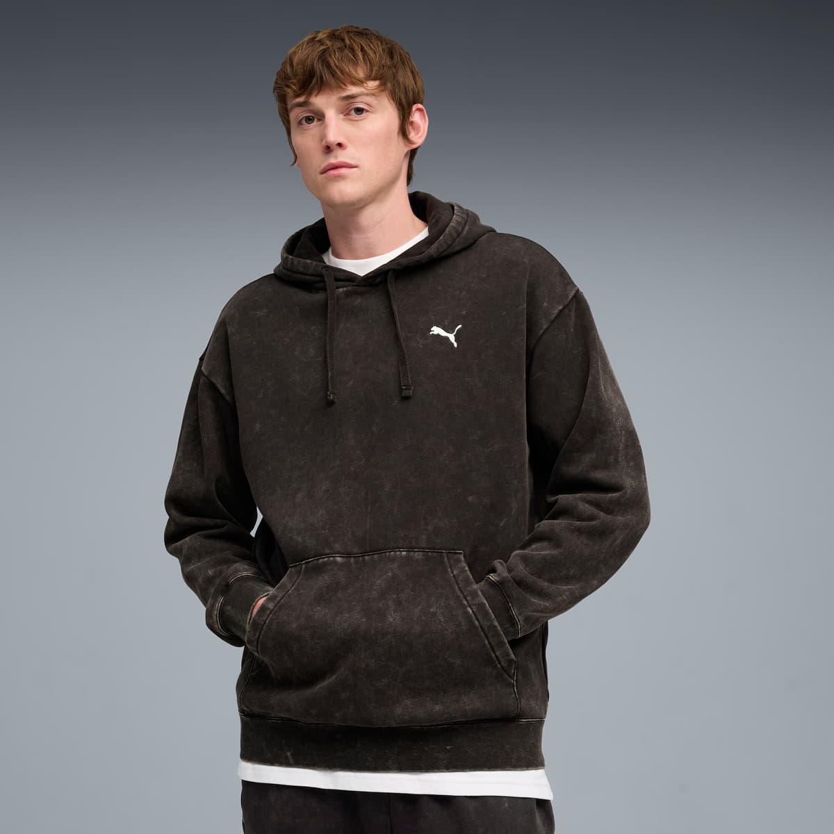 PUMA Essentials Elevated relaxte verwassen hoodie voor Heren, Zwart, Maat S