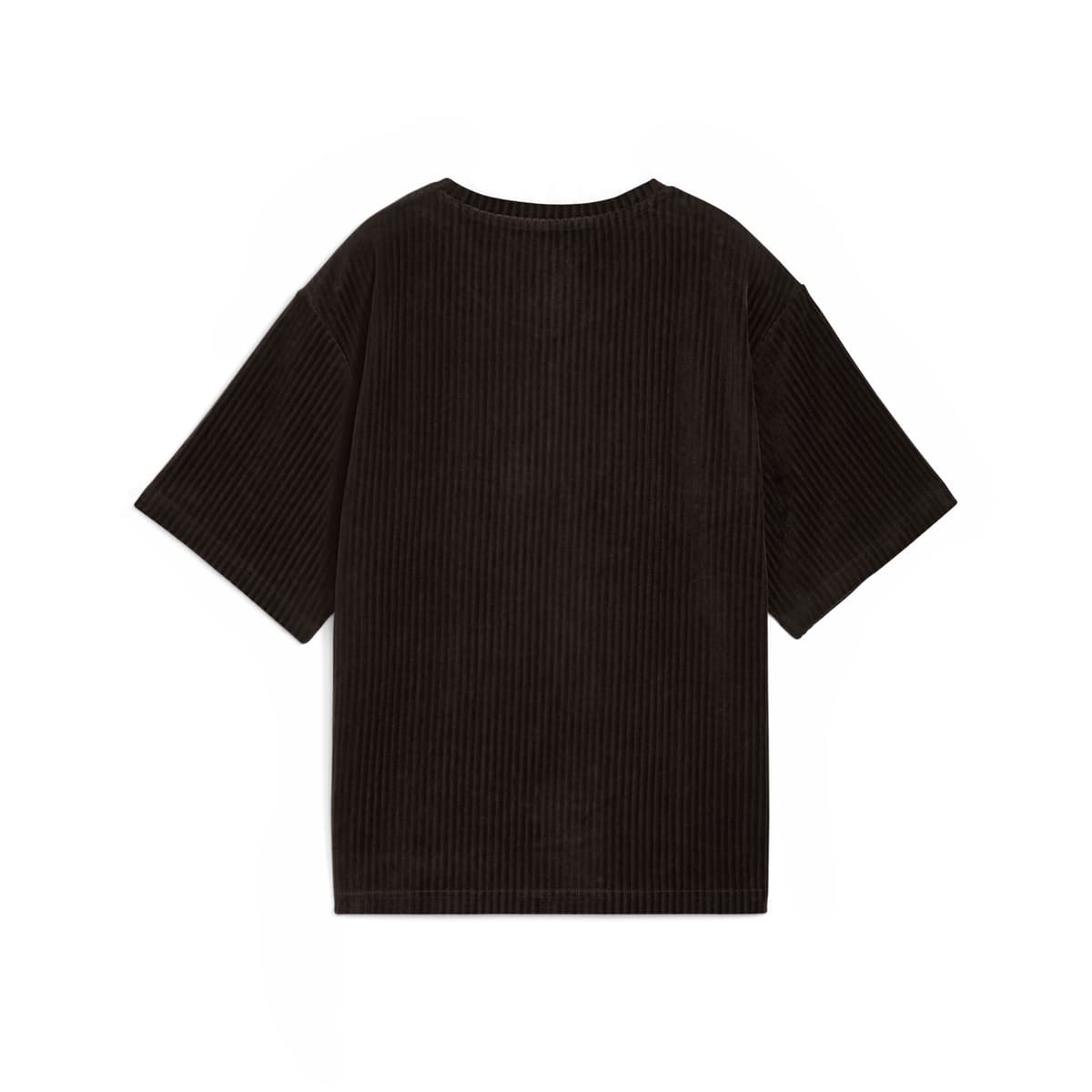 PUMA Essentials Elevated relaxed velours geribbeld T-shirt voor Dames, Zwart, Maat S thumbnail 2