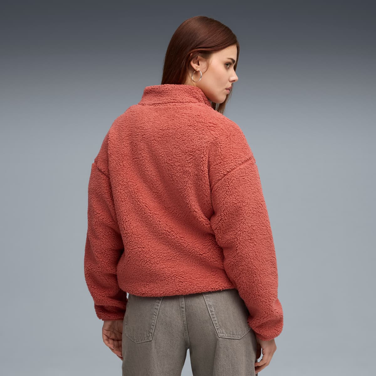 PUMA Essentials Elevated Comfort sweatshirt met halve ritssluiting en ronde hals voor Dames, Rood, Maat XL thumbnail 5