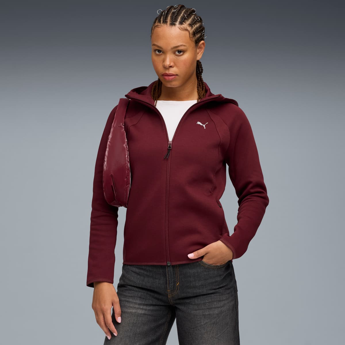 PUMA Evostripe hoodie met rits voor Dames, Maat L