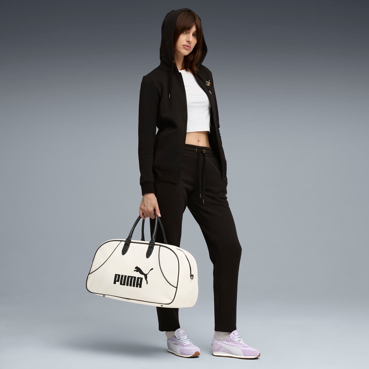 PUMA Metallic joggingpak met capuchon voor Dames, Zwart, Maat XXL