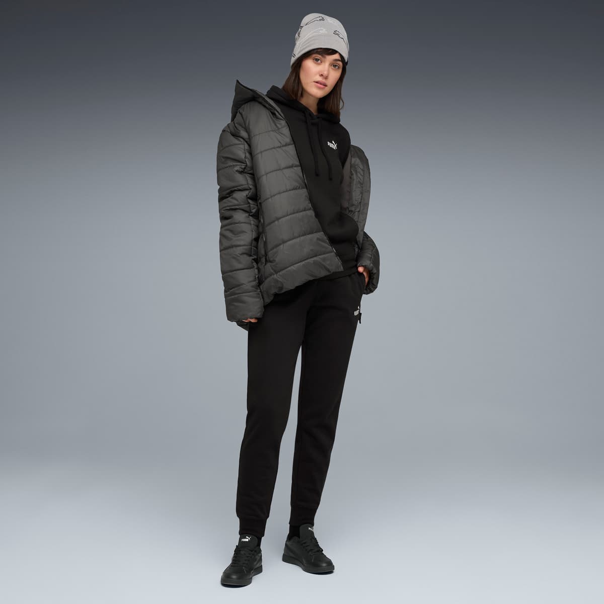 PUMA Joggingpak met capuchon voor Dames, Zwart, Maat XS