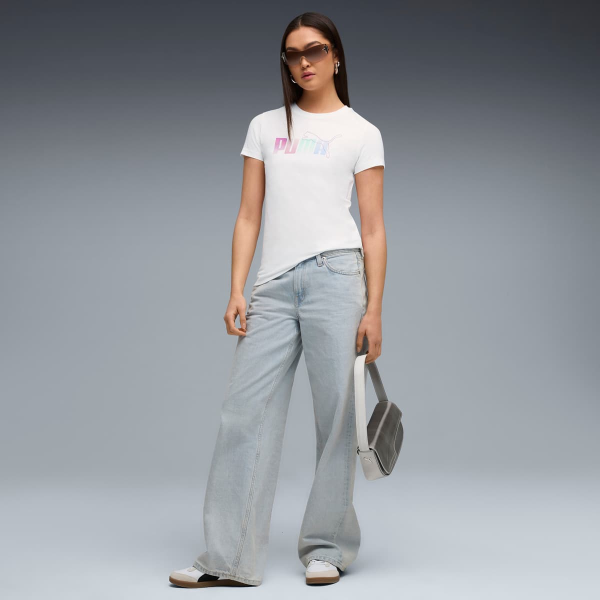 PUMA Graphic Stacked T-shirt voor Dames, Wit, Maat S thumbnail 4