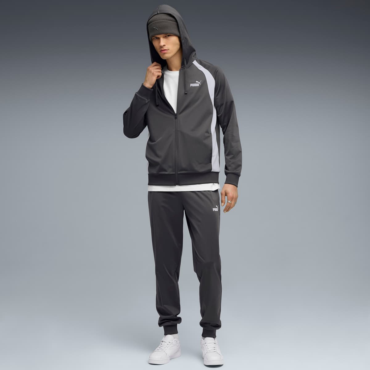 PUMA Polypak met capuchon voor Heren, Grijs, Maat L