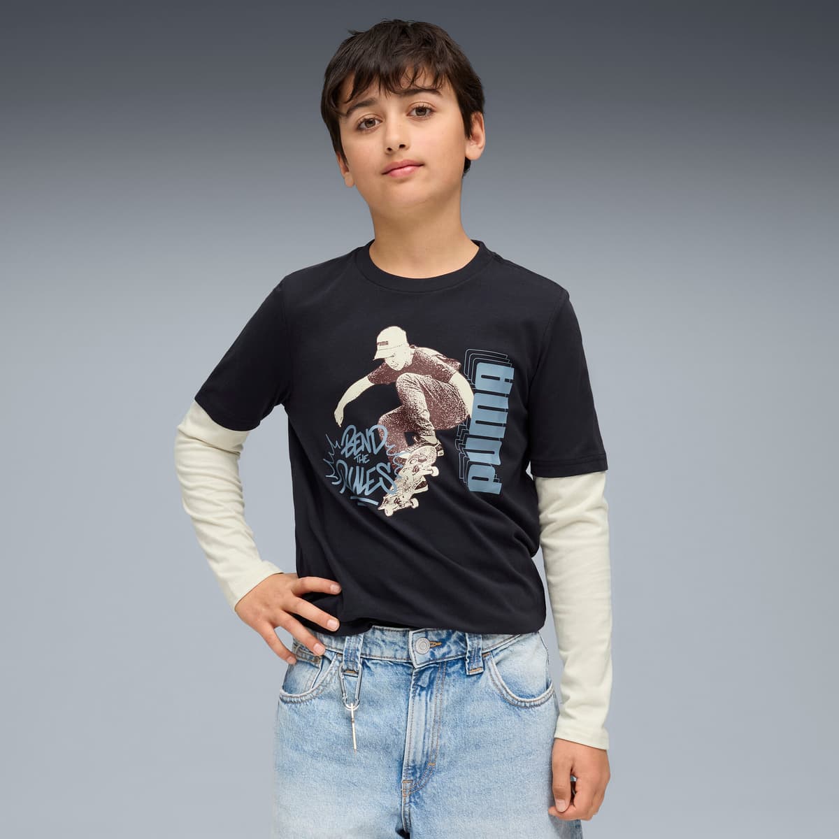 PUMA MID90s gelaagde top met lange mouwen voor Heren, Blauw, Maat 13-14Y thumbnail 4