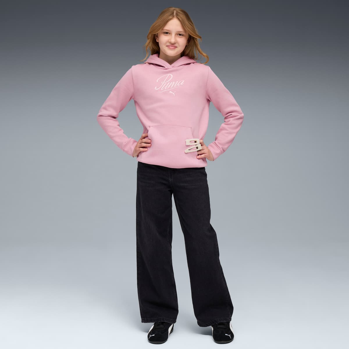 PUMA Essentials Script hoodie voor Dames, Roze, Maat 9-10Y thumbnail 2