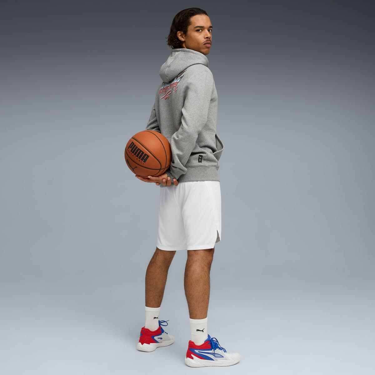 PUMA Saski Baskonia Fanwear basketbalhoodie voor Heren, Grijs, Maat L thumbnail 2