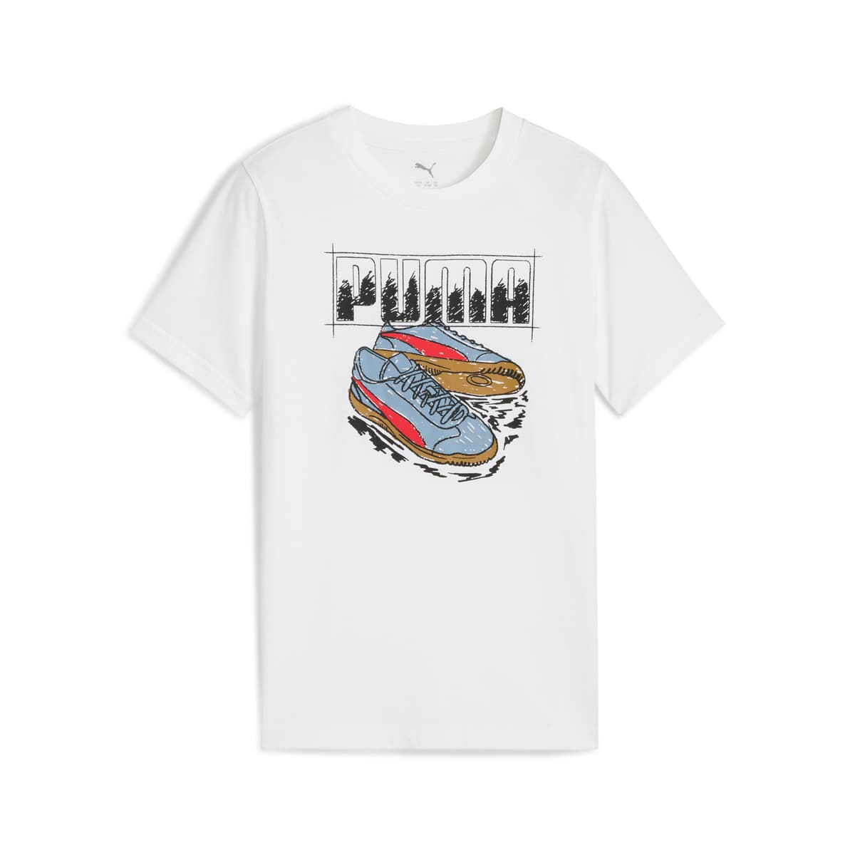 PUMA Graphic Sneaker T-shirt voor Heren, Wit, Maat 140