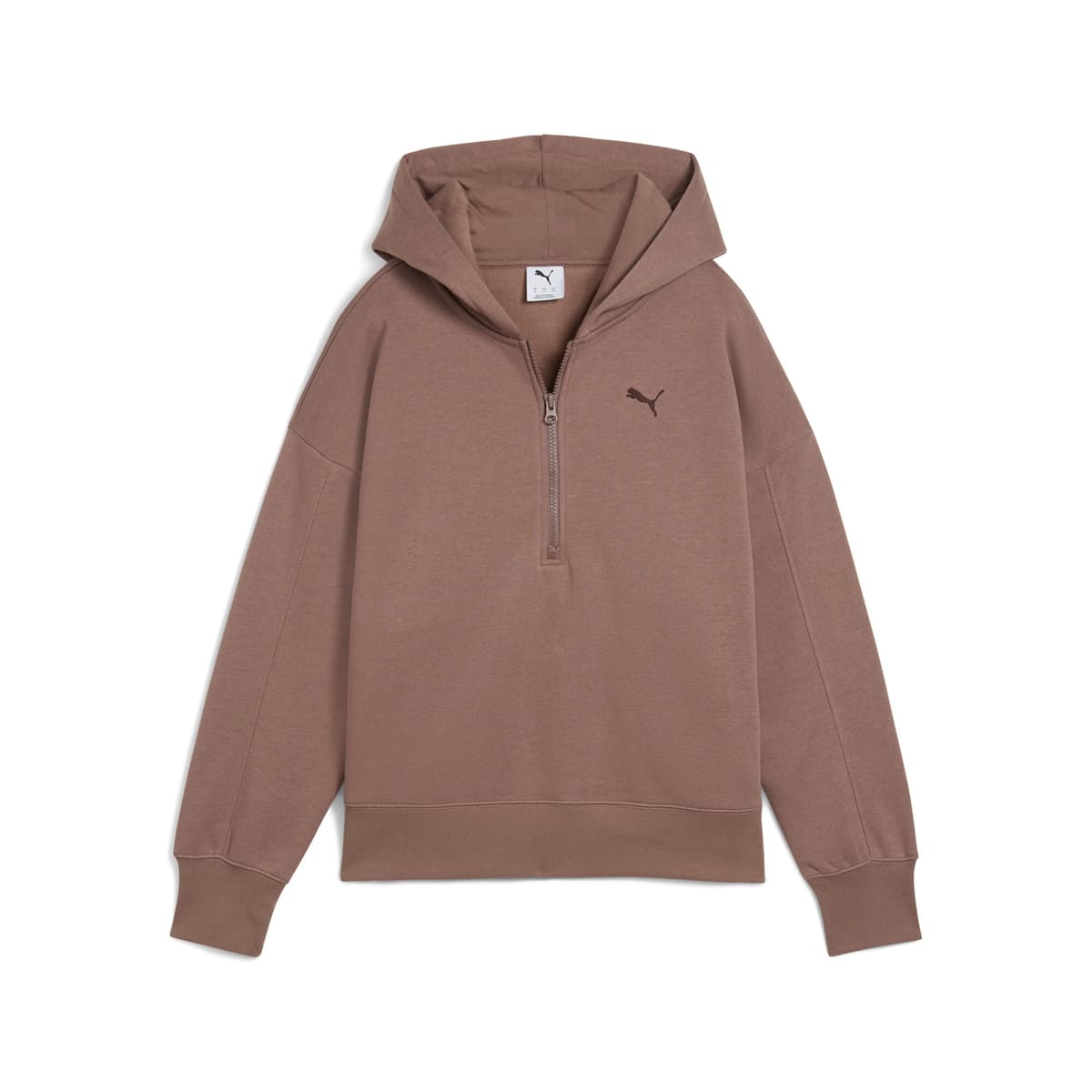 PUMA Hoodie met kwartrits voor Dames, Bruin, Maat XS