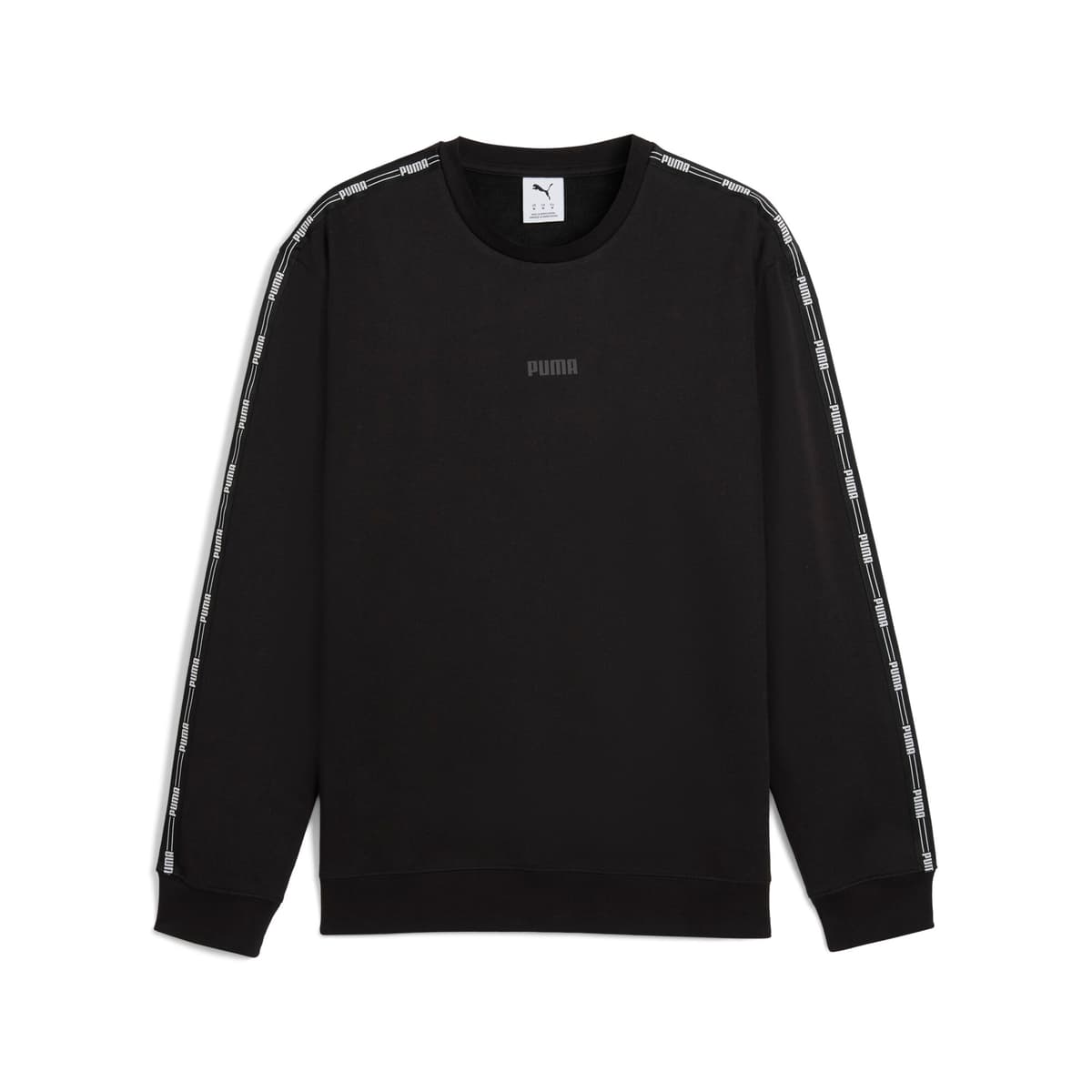 PUMA Tape Fleece Crew Sweatshirt Heren, Zwart, Maat XS