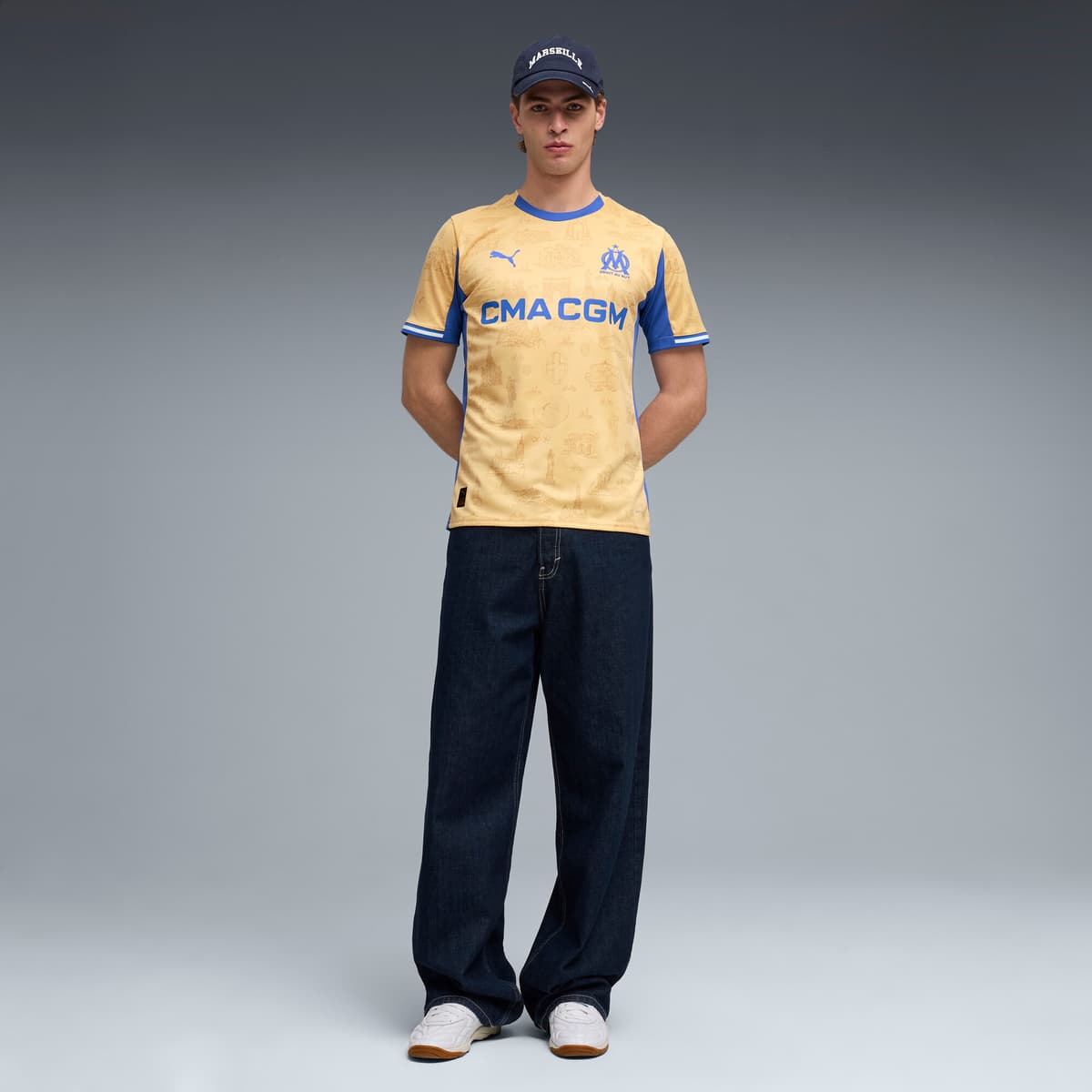 PUMA Olympique de Marseille Special Edition voetbalshirt voor Heren, Blauw/Goud, Maat XS thumbnail 4