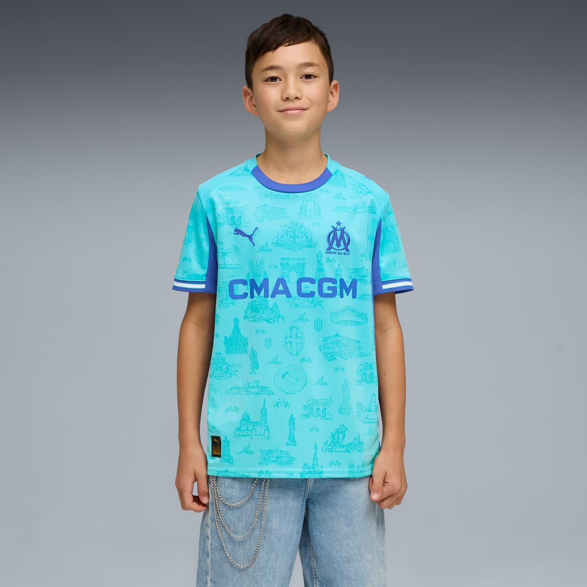 PUMA Olympique de Marseille Special Edition voetbalshirt, Blauw, Maat 7-8Y thumbnail 5