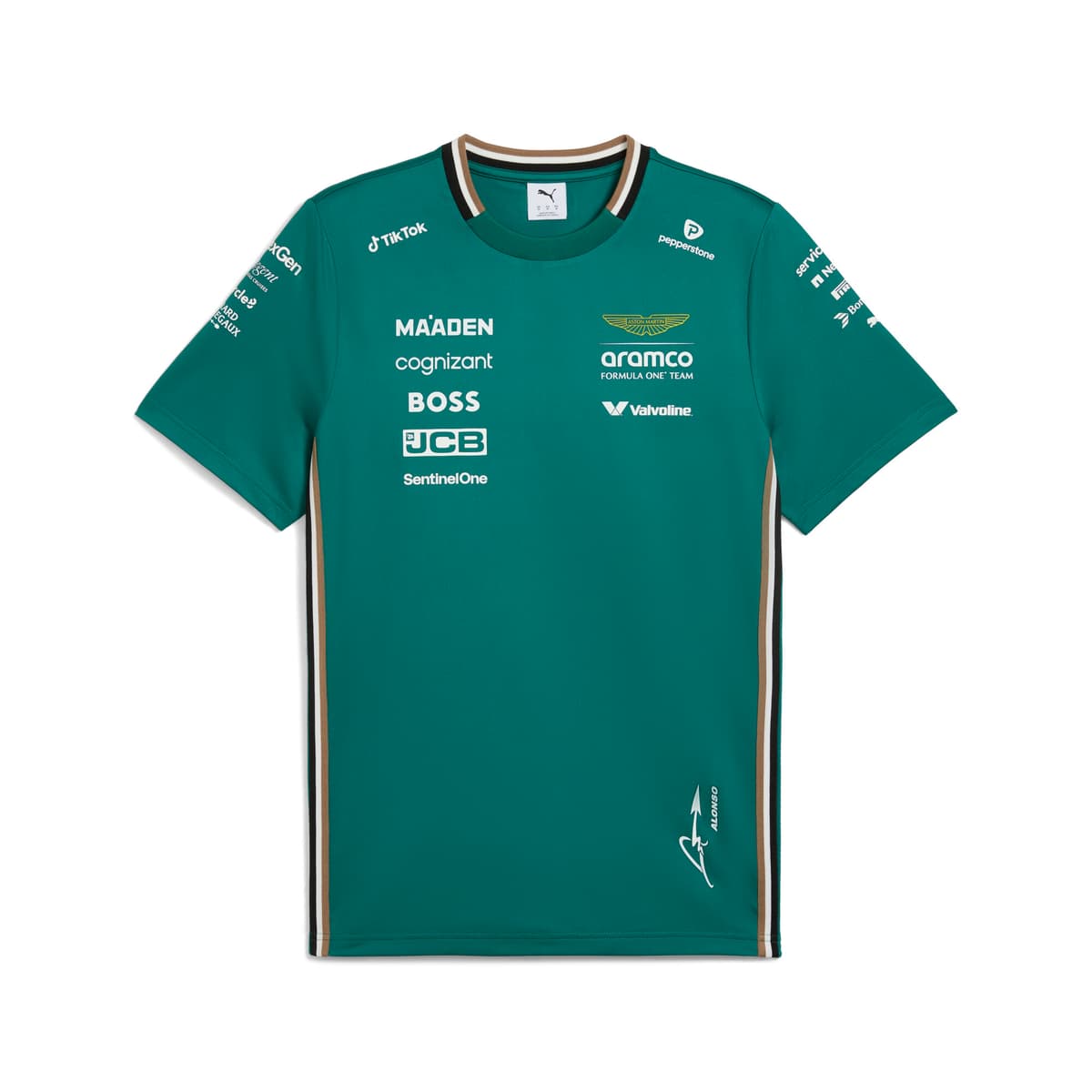 PUMA x ASTON MARTIN ARAMCO F1Â® TEAM Replica Alonso T-shirt voor Heren, Groen, Maat M