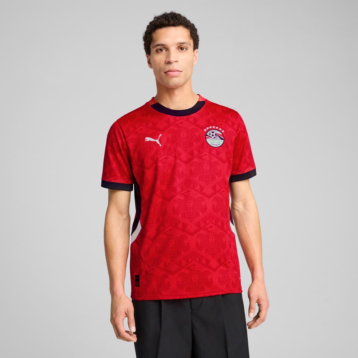 PUMA Egypte 2025 thuisshirt voor Heren, Zwart/Rood, Maat S