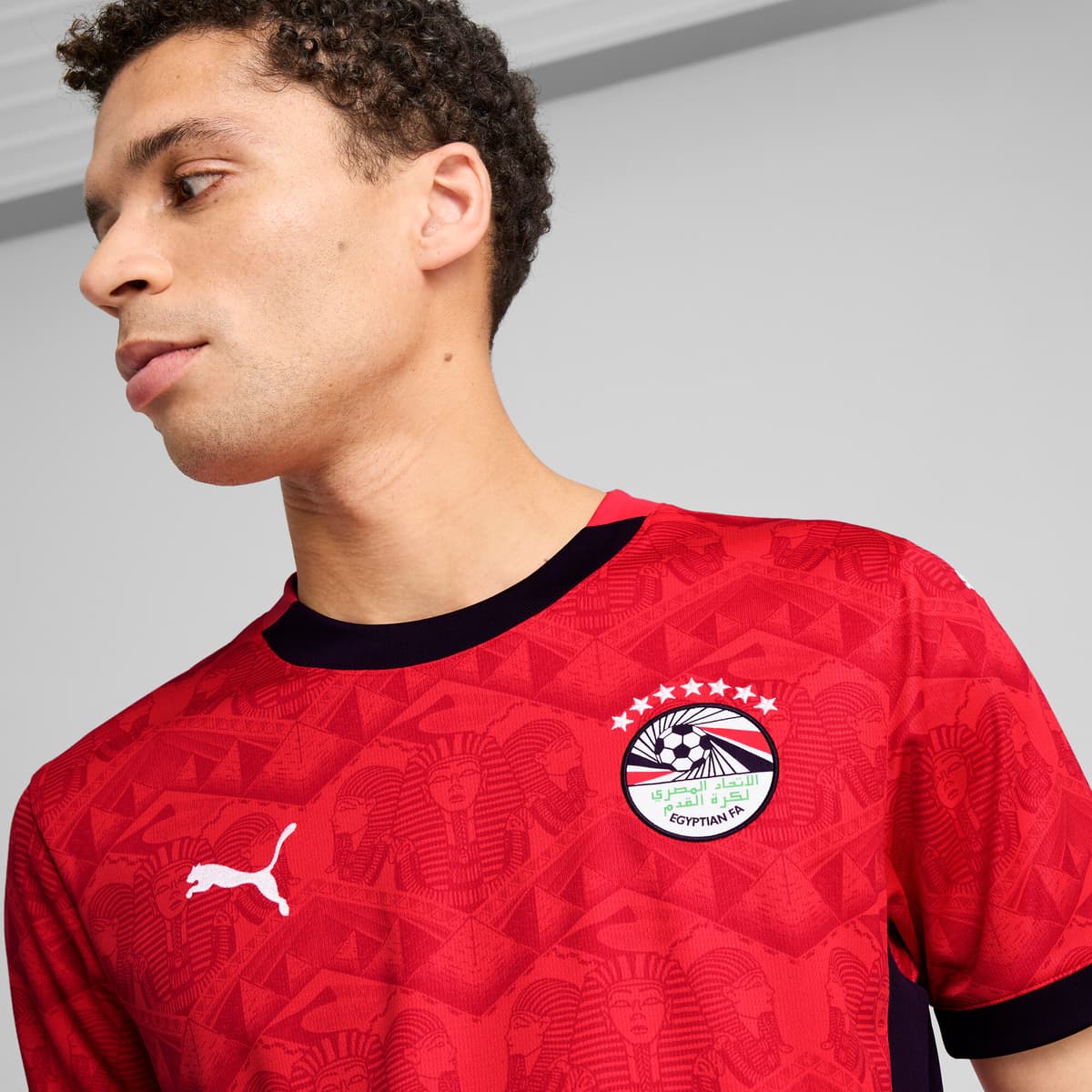 PUMA Egypte 2025 thuisshirt voor Heren, Zwart/Rood, Maat S thumbnail 4