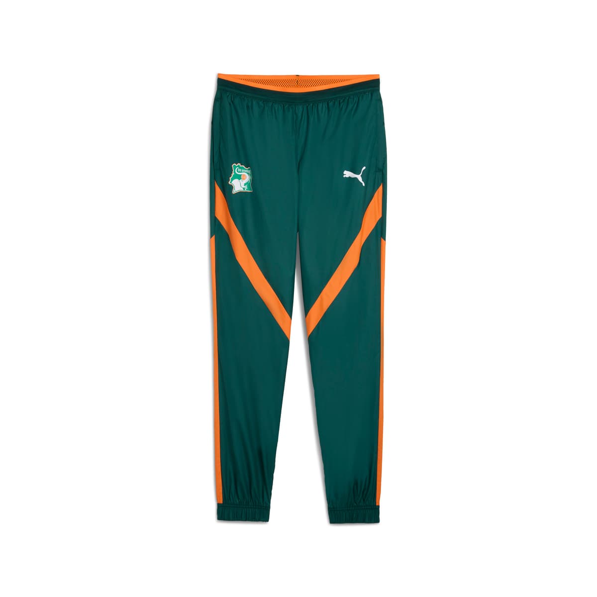 PUMA Ivoorkust 2025 geweven prematch-broek voor Heren, Oranje, Maat XS