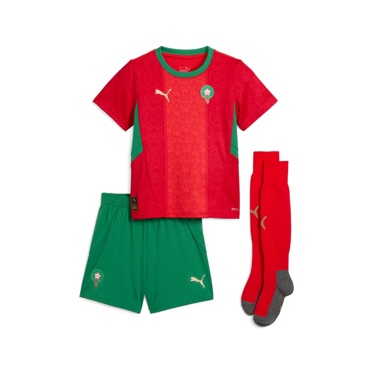 PUMA Marokko 2025 mini-thuistenue, Groen/Rood, Maat 4-5Y