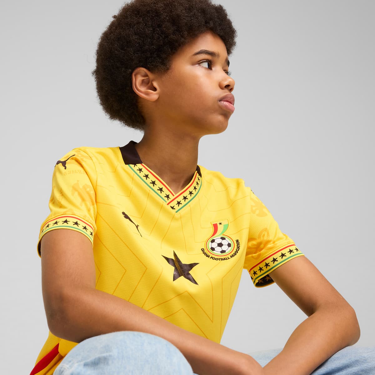PUMA Ghana 2025 uitshirt, Zwart/Geel, Maat 5-6Y thumbnail 6
