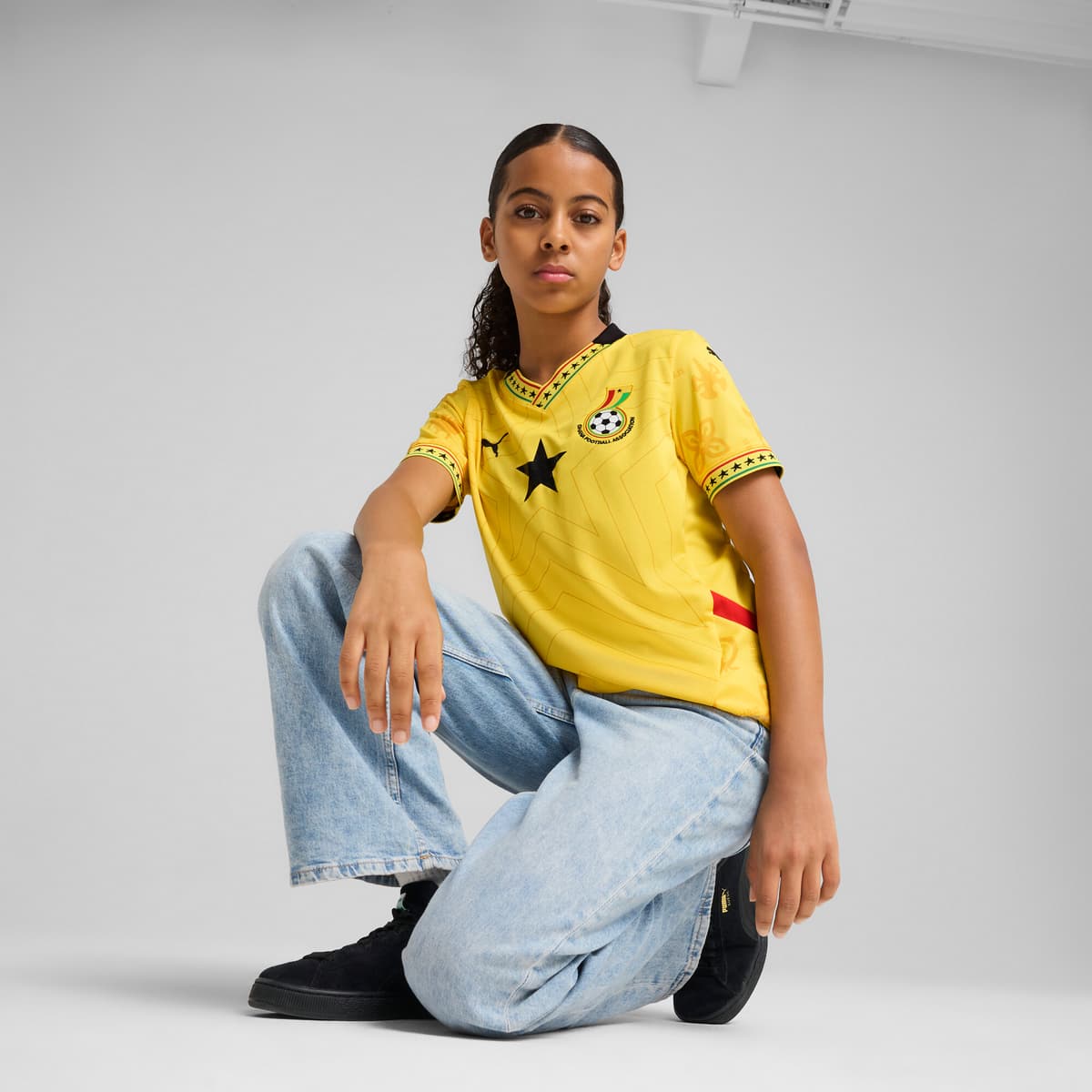 PUMA Ghana 2025 uitshirt, Zwart/Geel, Maat 5-6Y thumbnail 5