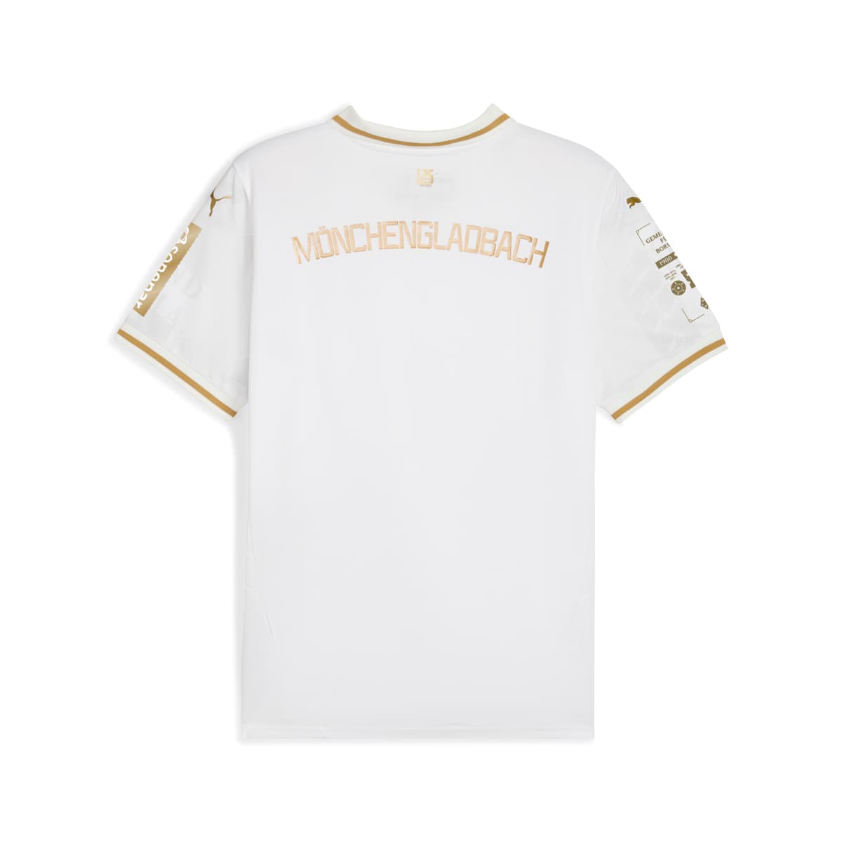 PUMA Borussia MÃ¶nchengladbach 125-jarig jubileumshirt, Wit/Goud, Maat 13-14Y thumbnail 2