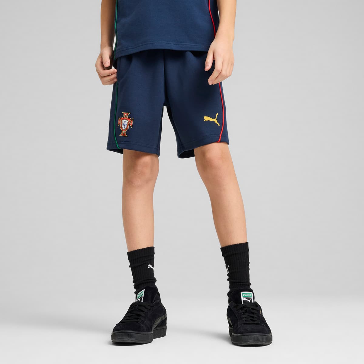 PUMA Portugal Casuals short, Blauw/Geel, Maat 7-8Y