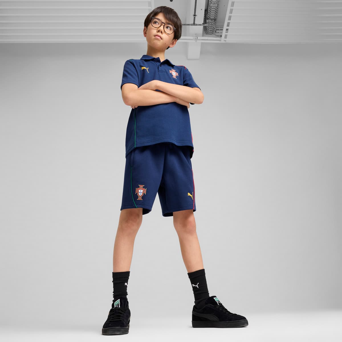 PUMA Portugal Casuals short, Blauw/Geel, Maat 7-8Y thumbnail 5