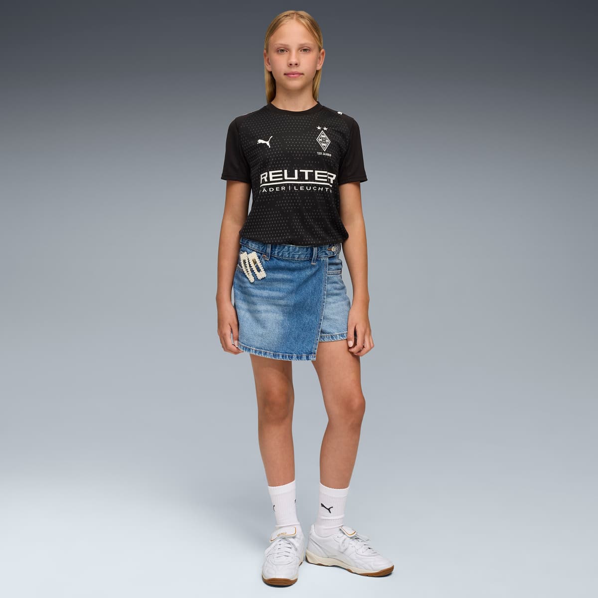PUMA Borussia MÃ¶nchengladbach 25/26 derde voetbalshirt, Zwart/Wit, Maat 11-12Y thumbnail 5