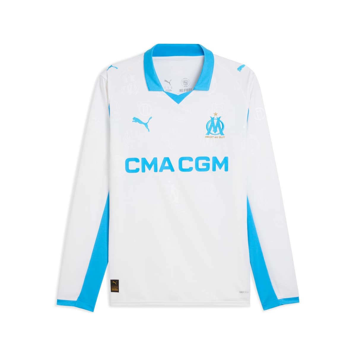 PUMA Olympique de Marseille 25/26 thuisshirt met lange mouwen voor Heren, Blauw/Wit, Maat M