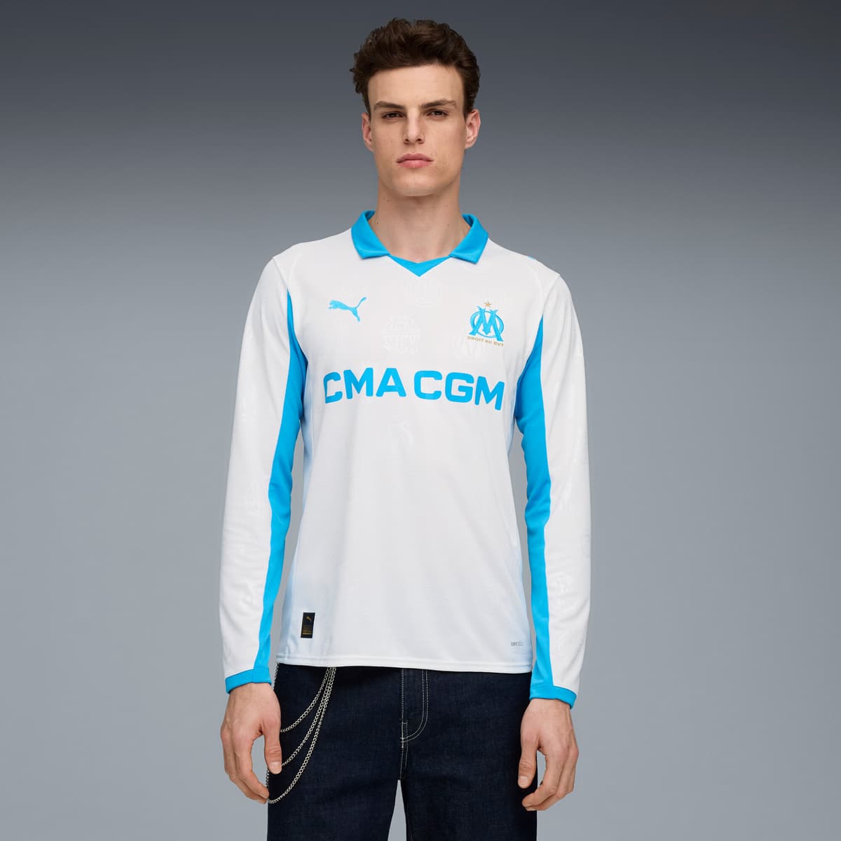 PUMA Olympique de Marseille 25/26 thuisshirt met lange mouwen voor Heren, Blauw/Wit, Maat M thumbnail 4