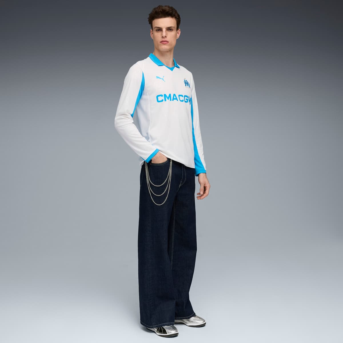 PUMA Olympique de Marseille 25/26 thuisshirt met lange mouwen voor Heren, Blauw/Wit, Maat M thumbnail 2