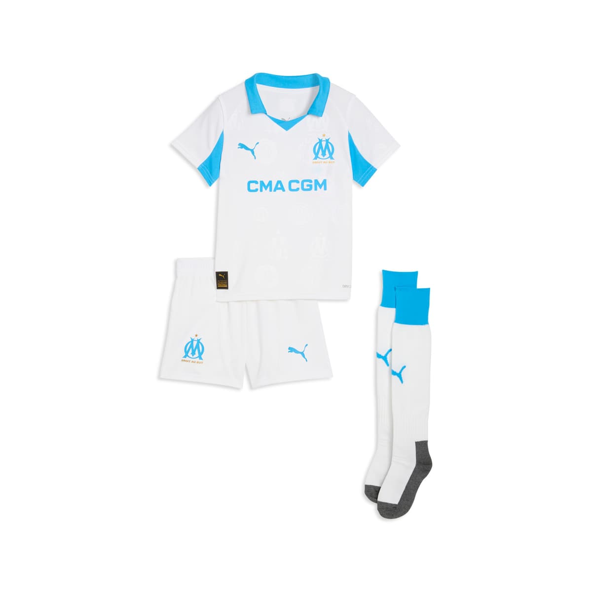 PUMA Olympique de Marseille 25/26 mini-thuistenue, Blauw/Wit, Maat 4-5Y