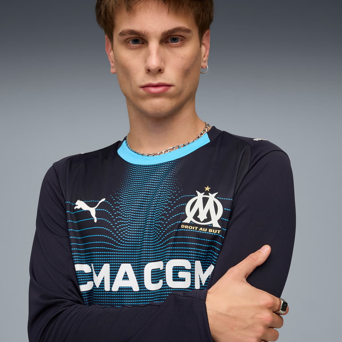 PUMA Olympique de Marseille 25/26 uitshirt met lange mouwen voor Heren, Blauw, Maat 3XL thumbnail 5