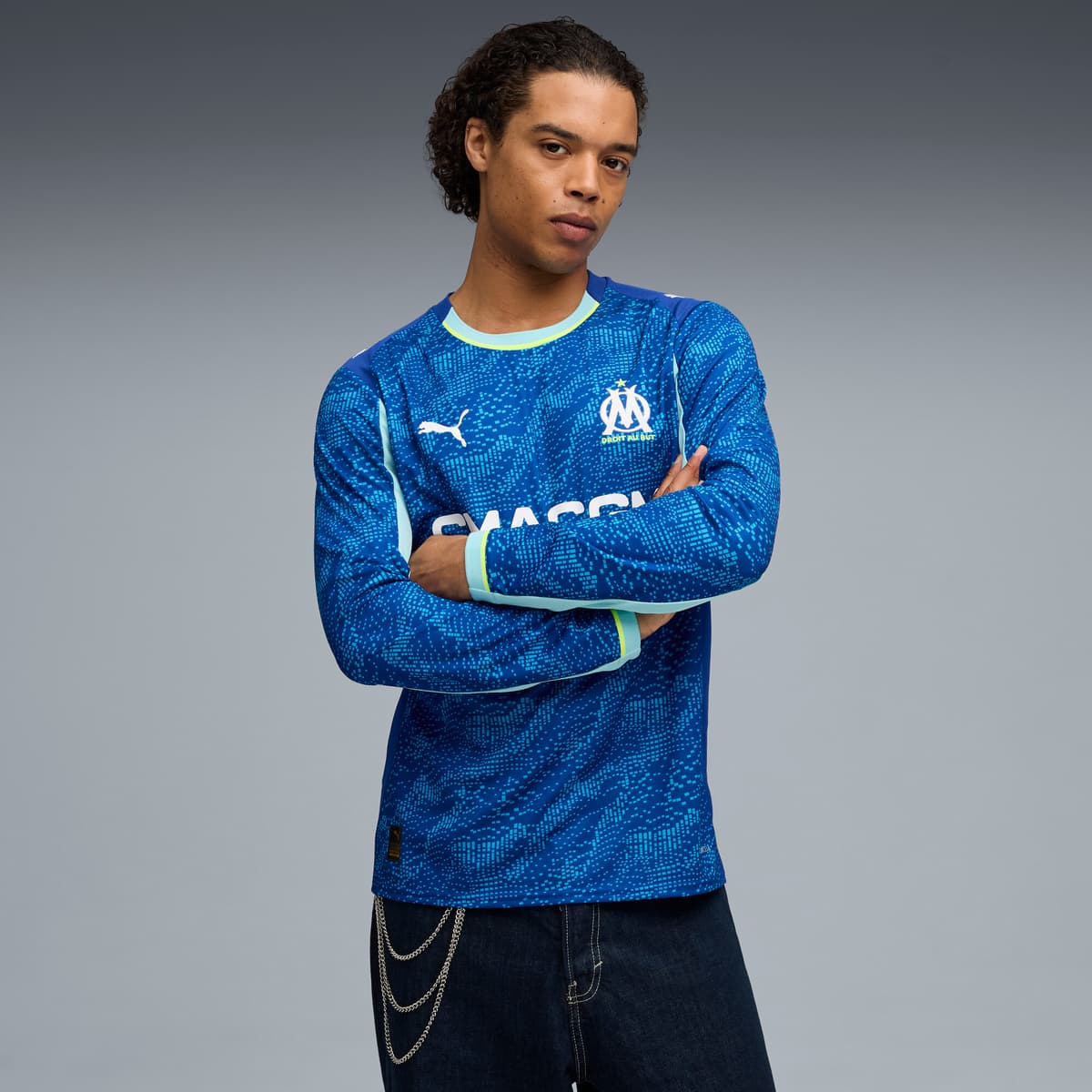 PUMA Olympique de Marseille 25/26 derde shirt met lange mouwen voor Heren, Blauw, Maat 3XL thumbnail 4