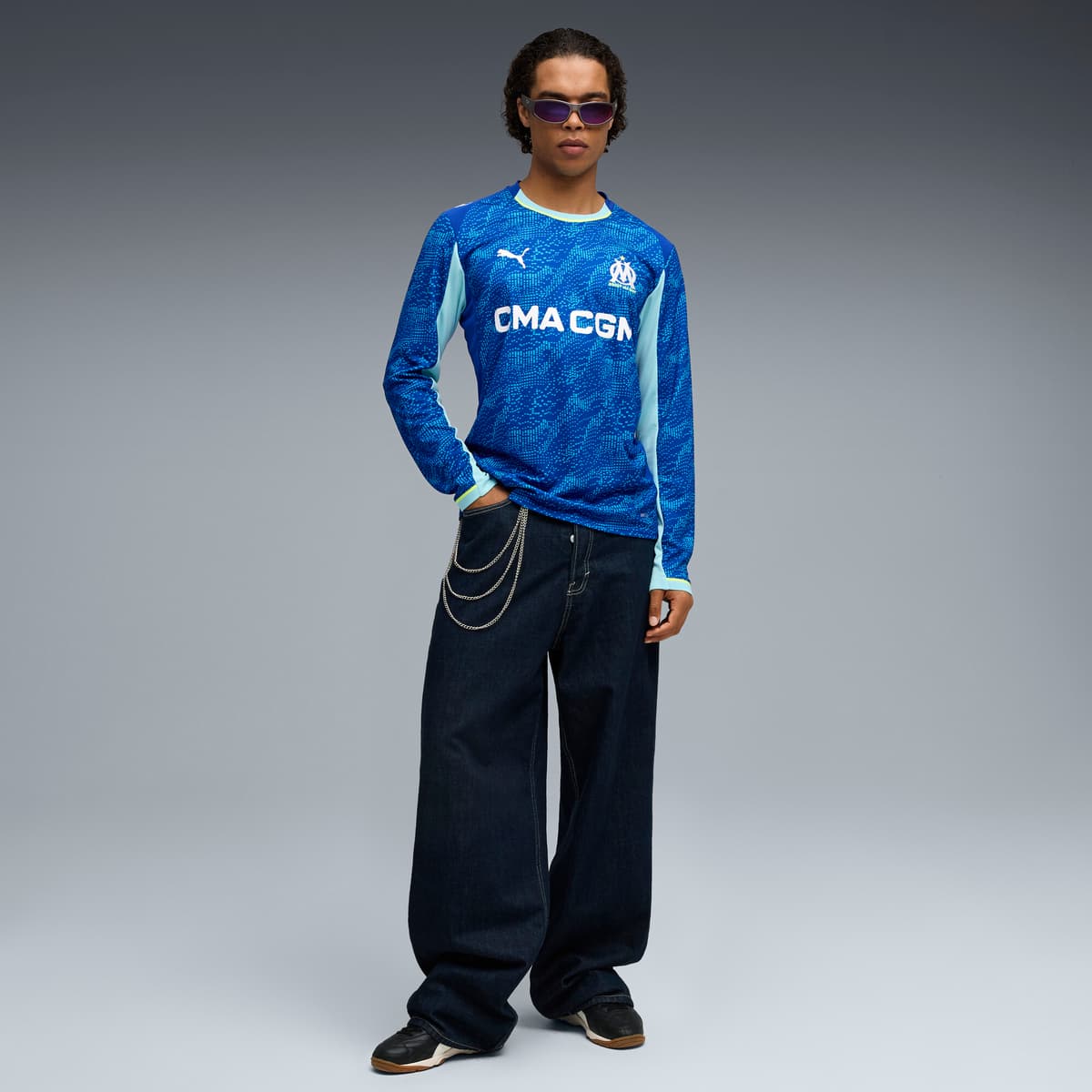 PUMA Olympique de Marseille 25/26 derde shirt met lange mouwen voor Heren, Blauw, Maat 3XL thumbnail 2