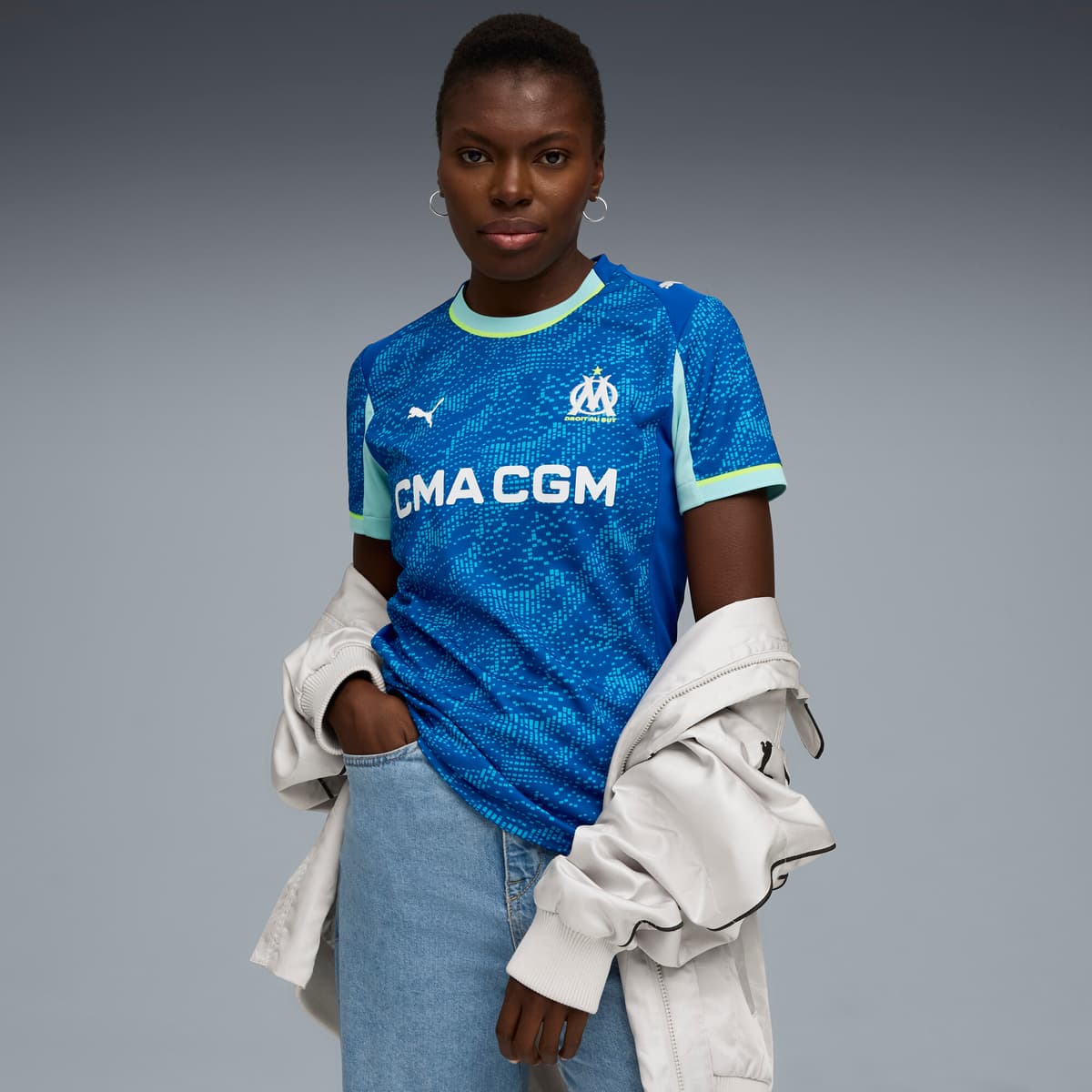 PUMA Olympique de Marseille 25/26 derde shirt voor Dames, Blauw, Maat M thumbnail 4