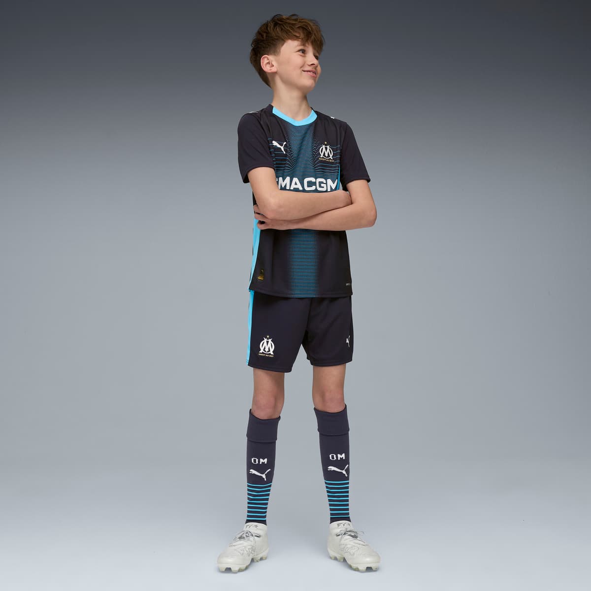 PUMA Olympique de Marseille 25/26 short, Blauw, Maat 11-12Y thumbnail 5