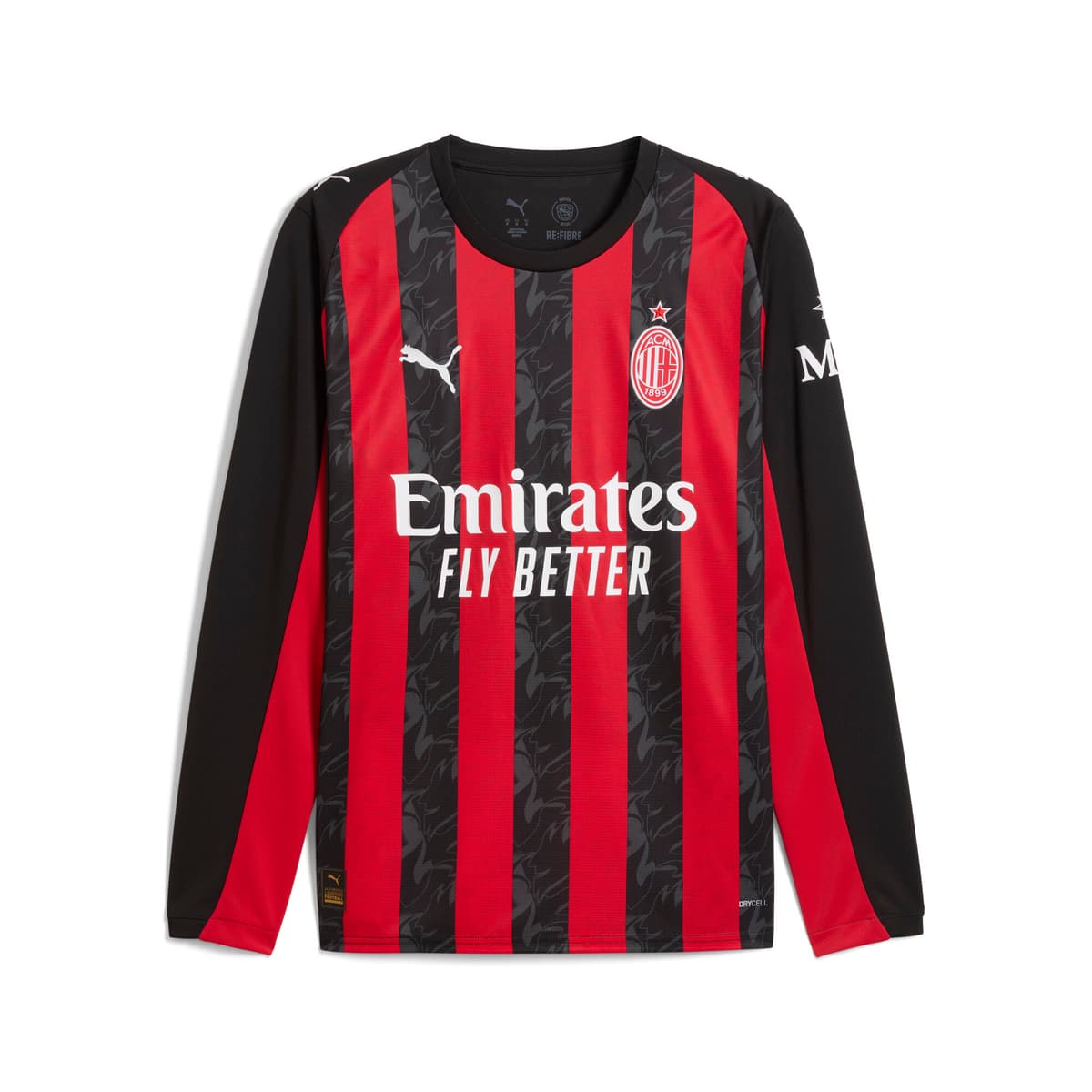 PUMA AC Milan 25/26 thuisshirt met lange mouwen voor Heren, Zwart/Rood, Maat L