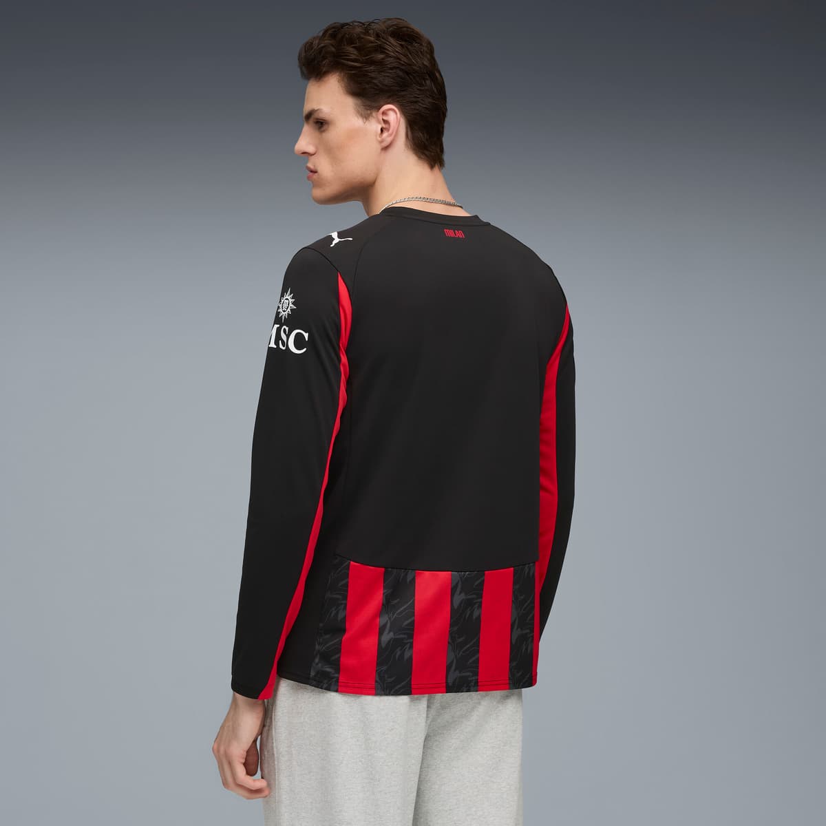 PUMA AC Milan 25/26 thuisshirt met lange mouwen voor Heren, Zwart/Rood, Maat L thumbnail 3