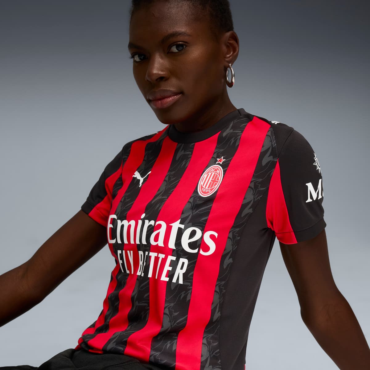 PUMA AC Milan 25/26 thuisshirt voor Dames, Zwart/Rood, Maat XS thumbnail 3