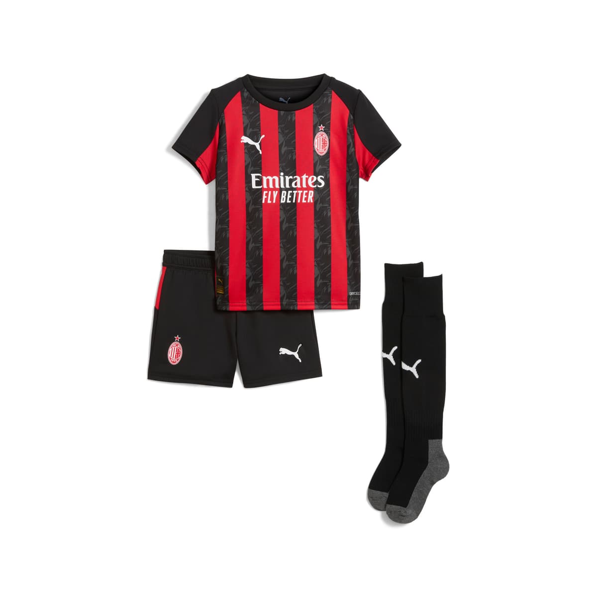 PUMA AC Milan 25/26 mini-thuistenue, Zwart/Rood, Maat 2-3Y