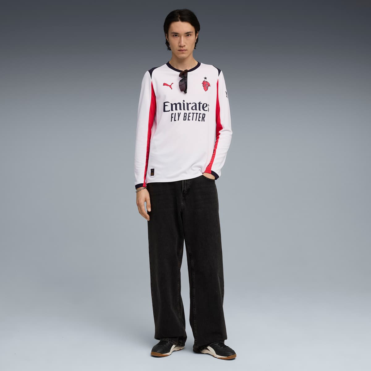 PUMA AC Milan 25/26 uitshirt met lange mouwen voor Heren, Rood/Wit, Maat L thumbnail 4