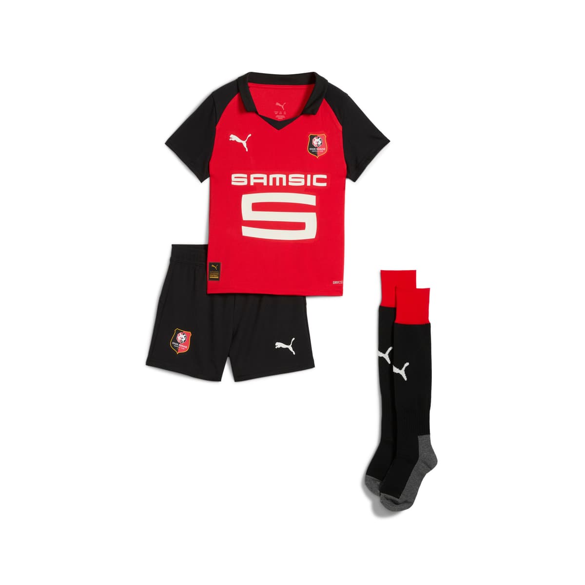 PUMA Stade Rennais FC 25/26 mini-thuistenue, Zwart/Rood, Maat 4-5Y