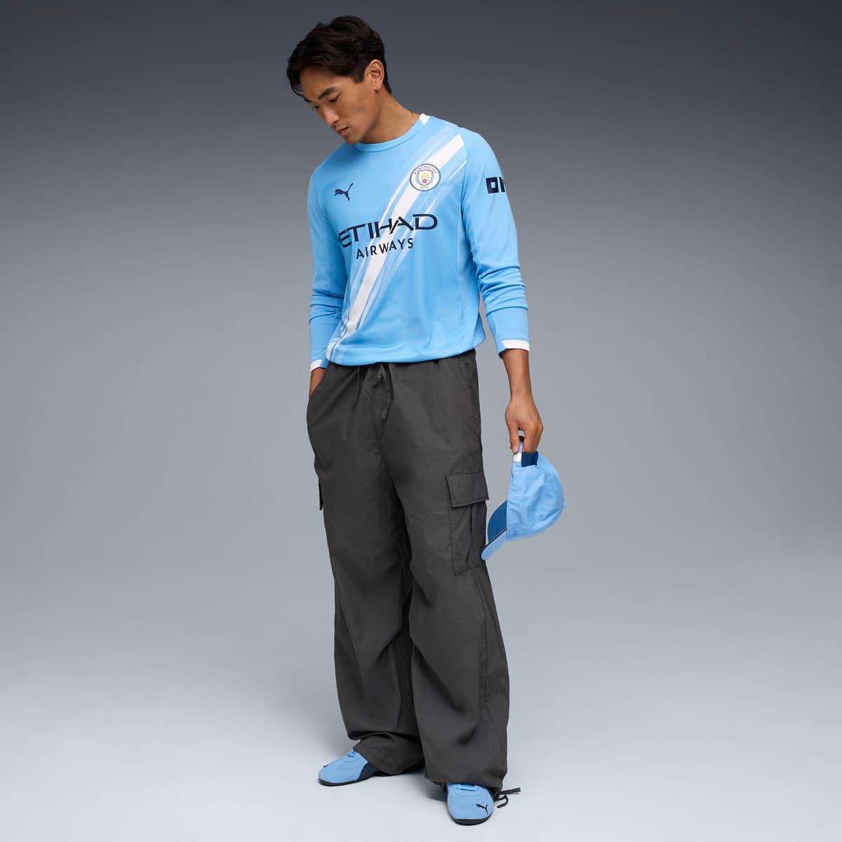 PUMA Manchester City 25/26 uitshirt met lange mouw voor Heren, Blauw/Wit, Maat L thumbnail 4